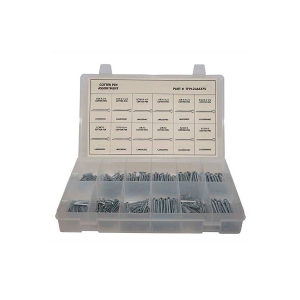 375 Piece Cotter Pin Assortment - 1/16" to 5/32" - Steel - Zinc